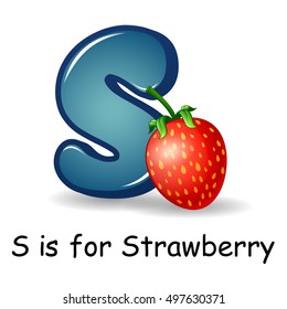 Vector illustration of Fruit alphabet: S is for Strawberry