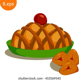 vector illustration fruit and berry crumble pies isolated on a white background.