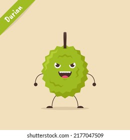 Vector illustration of fruit cartoon concept, asian durian character