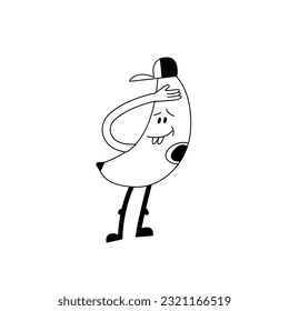 Vector illustration fruit character- happy banana. Sticker for print