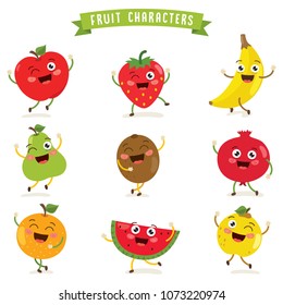 Vector Illustration of Fruit Characters