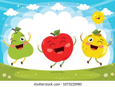 Vector Illustration of Fruit Characters