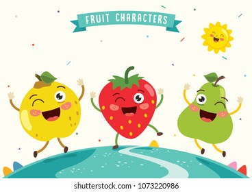 Vector Illustration of Fruit Characters