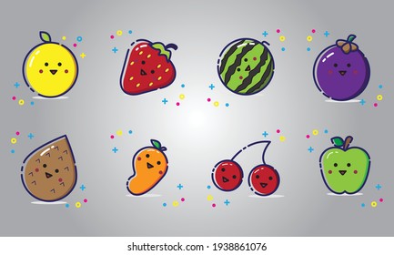 vector illustration of fruit chibi character