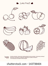 vector illustration Fruit of collection Vintage