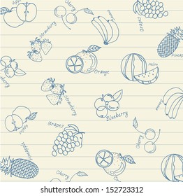 vector illustration Fruit of collection Vintage 