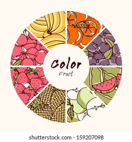 vector illustration Fruit of collection Vintage 