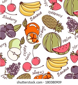 vector illustration Fruit of collection Vintage