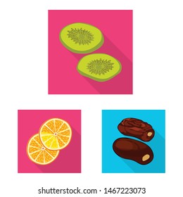 Vector illustration of fruit and dried icon. Collection of fruit and food vector icon for stock.