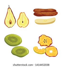 Vector illustration of fruit and dried  logo. Set of fruit and food  stock symbol for web.