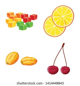 Vector illustration of fruit and dried  symbol. Set of fruit and food  stock symbol for web.