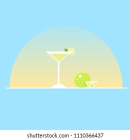 vector illustration of fruit drink in glass glass glass and fresh cherry
