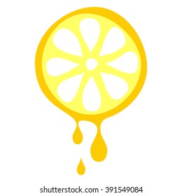 Vector illustration of fruit. Half of lemon in droplets of juice, isolated on the white background. Series of Fruits and Vegetables Illustrations.