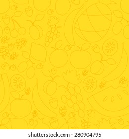 vector illustration of fruit hand drawn seamless pattern in flat linear design style
