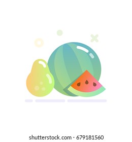 Vector Illustration of Fruit Icon in Flat Glossy Style