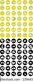 Vector Illustration of  fruit icon set in black and white and line art mode