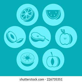 Vector illustration of Fruit Icons flat style