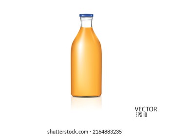 vector illustration fruit juice glass bottle design template.on white background.