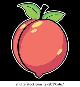Ilustración vectorial de fruta con el nombre Melocotón listo para imprimir para pegatinas