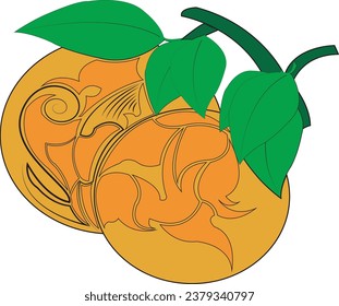  Vector illustration of fruit orange-
vector carved orange fruit - there are three oranges