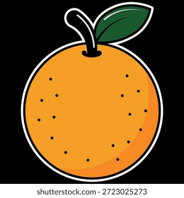 Vektorgrafik von Früchten mit orangefarbenem Namen, druckfertig für Aufkleber