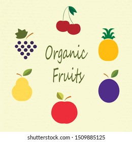 Vector illustration of fruit, organic food for logotypes of shop, market, cafe, menu, food packaging. Printing for card, poster, dish,clothes, magazine, book.