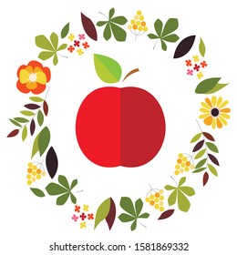 Vector illustration fruit for packaging eco goods. Apple label or icon for healthy food company. Apple illustration for children's book. Apple banner template. Apple T-shirt sticker. EPS 10.