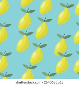 Vector illustration of fruit pattern. Seamless hand-drawn lemons. Print for fabric or wallpaper