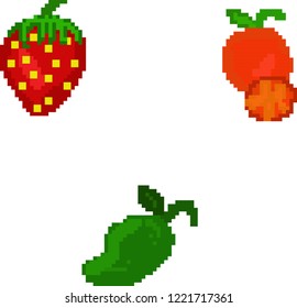 vector illustration of  fruit in pixel style