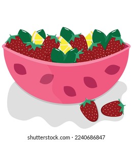 Vector illustration of fruit salad on a white background.	