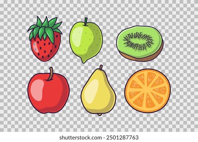 vector illustration fruit set on isolated backgrounds