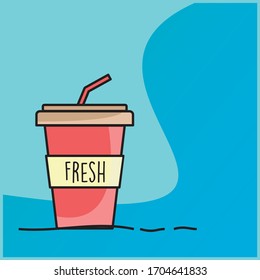 Vector illustration Fruit smoothies in cups.