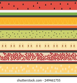 Vector illustration of fruit stripes, borders, stickers for scrapbook, web and other designs 