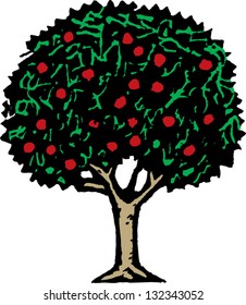 Vector illustration of a fruit tree