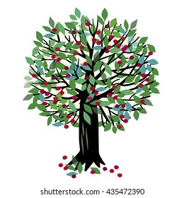 Vector illustration of a fruit tree. Cherry tree