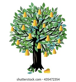 Vector illustration of a fruit tree. Pear tree