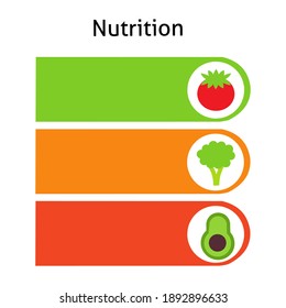 vector illustration of fruit and vegetable nutrition banner stamp with various colors.