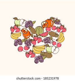 vector illustration Fruit Vintage