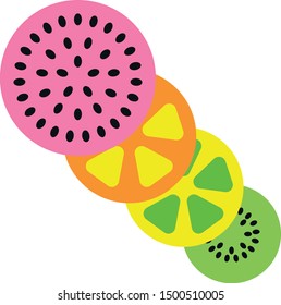 vector illustration of fruit watermelon orange lemon kiwi