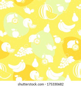 Vector Illustration of  fruit white silhouette seamless pattern