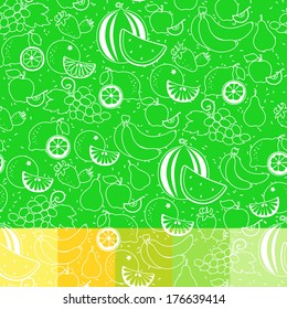 Vector Illustration of fruit white silhouette seamless pattern