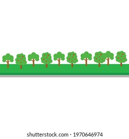 Vector illustration of a fruiting tree with green grass foundation. editable. 4000 x 4000 pixel perfect.