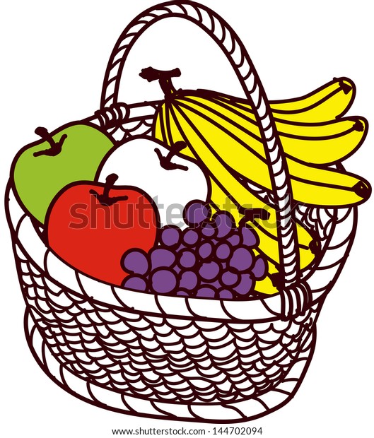 Vector Illustration Fruits Basket Stock Vector (Royalty Free) 144702094