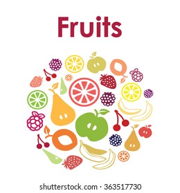 Vector illustration / fruits / circle design 