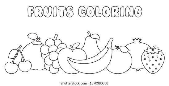 Vector Illustration Of Fruits Coloring Page