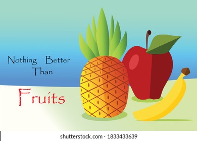 Vektorgrafik von Früchten (Ananas, Apfel und Banane)