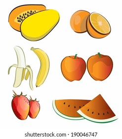 Vector illustration of fruits set