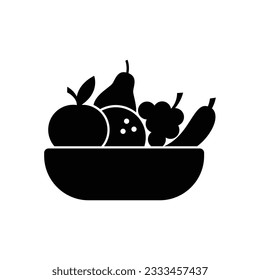 Vector Illustration of Fruits in Solid Color, Good for Healthy Eating Silhouette illustration.