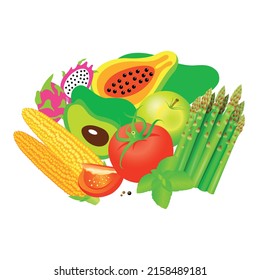 ilustración vectorial de frutas y hortalizas