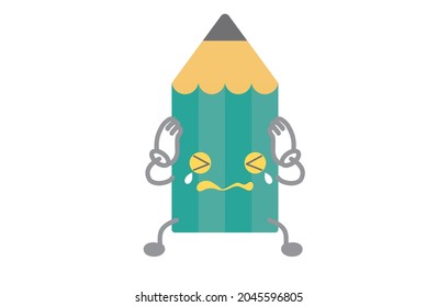 Ilustración vectorial de un personaje de lápiz lindo frustrante